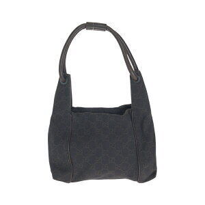 Gucci Shoulder Handbag Bag GG Black Brown Canvas